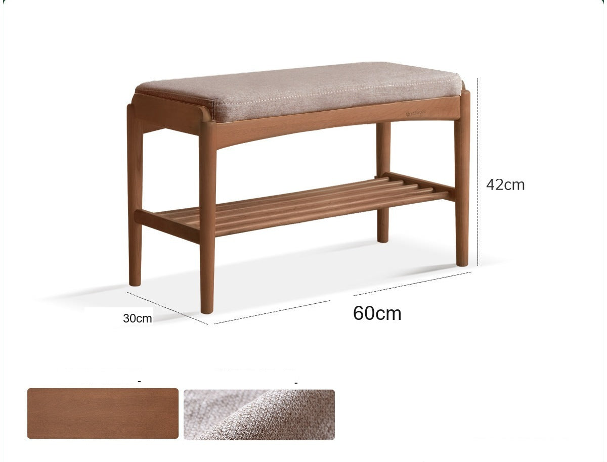キョウト|シューズラック付きシューズベンチ|主材ビーチ無垢材・ウォールナット色