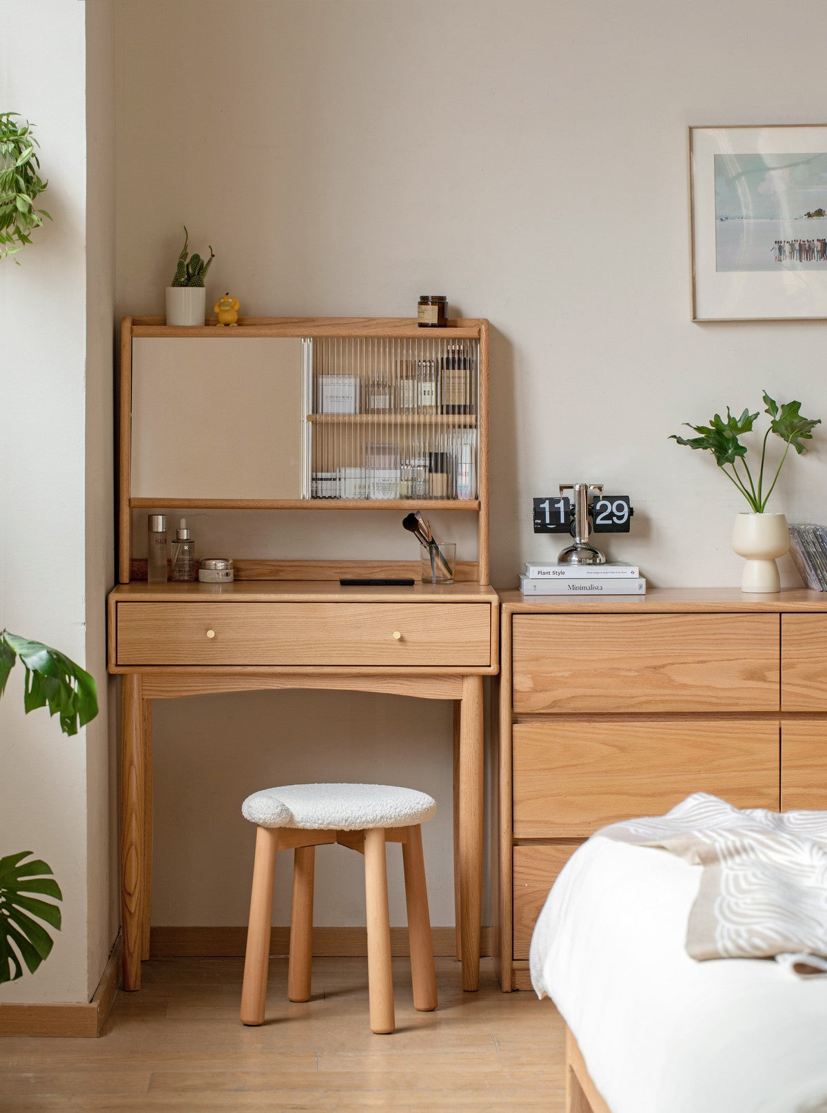 プラハ レッドオーク ウォールナット色 ドレッサー 13
