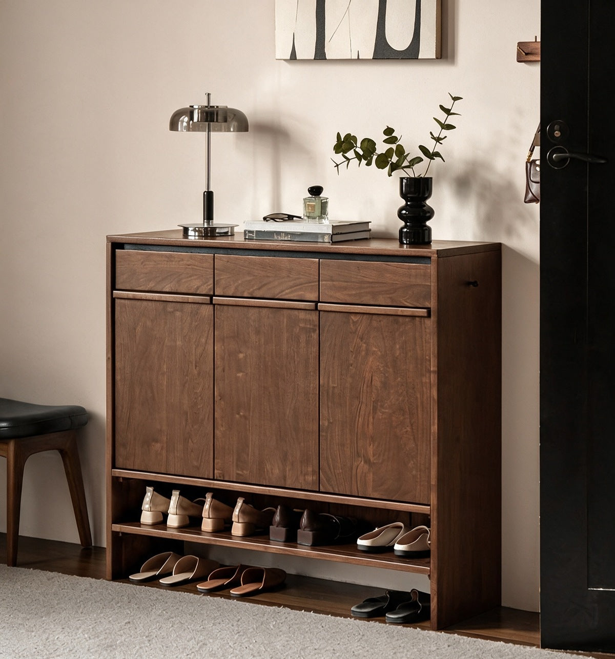 アオスタ ウォールナット ナチュラル シューズボックス 2