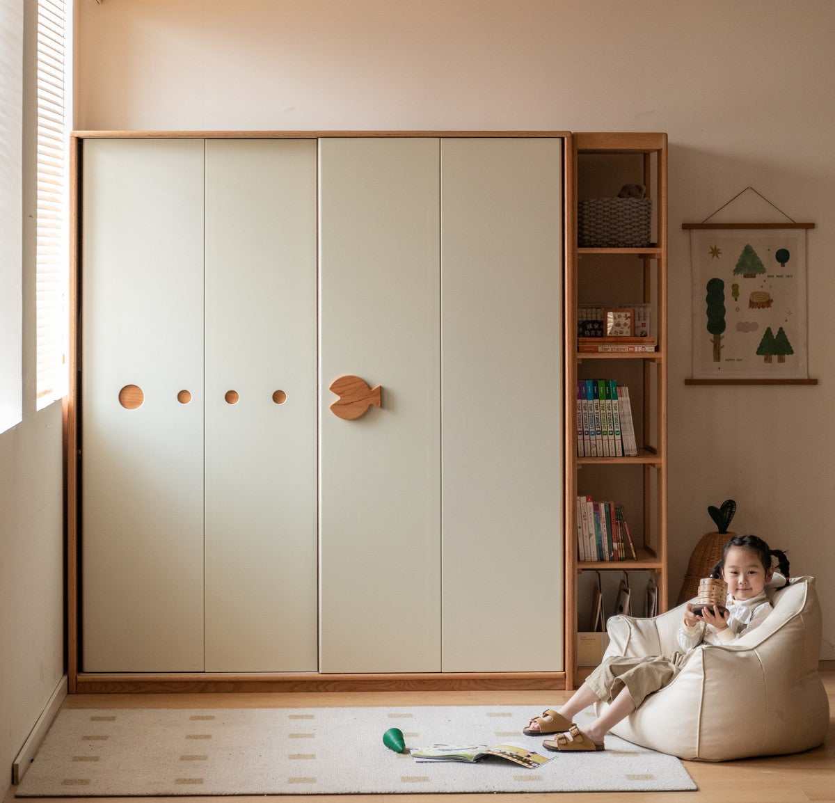 シティ レッドオーク ナチュラル ワードローブ 12