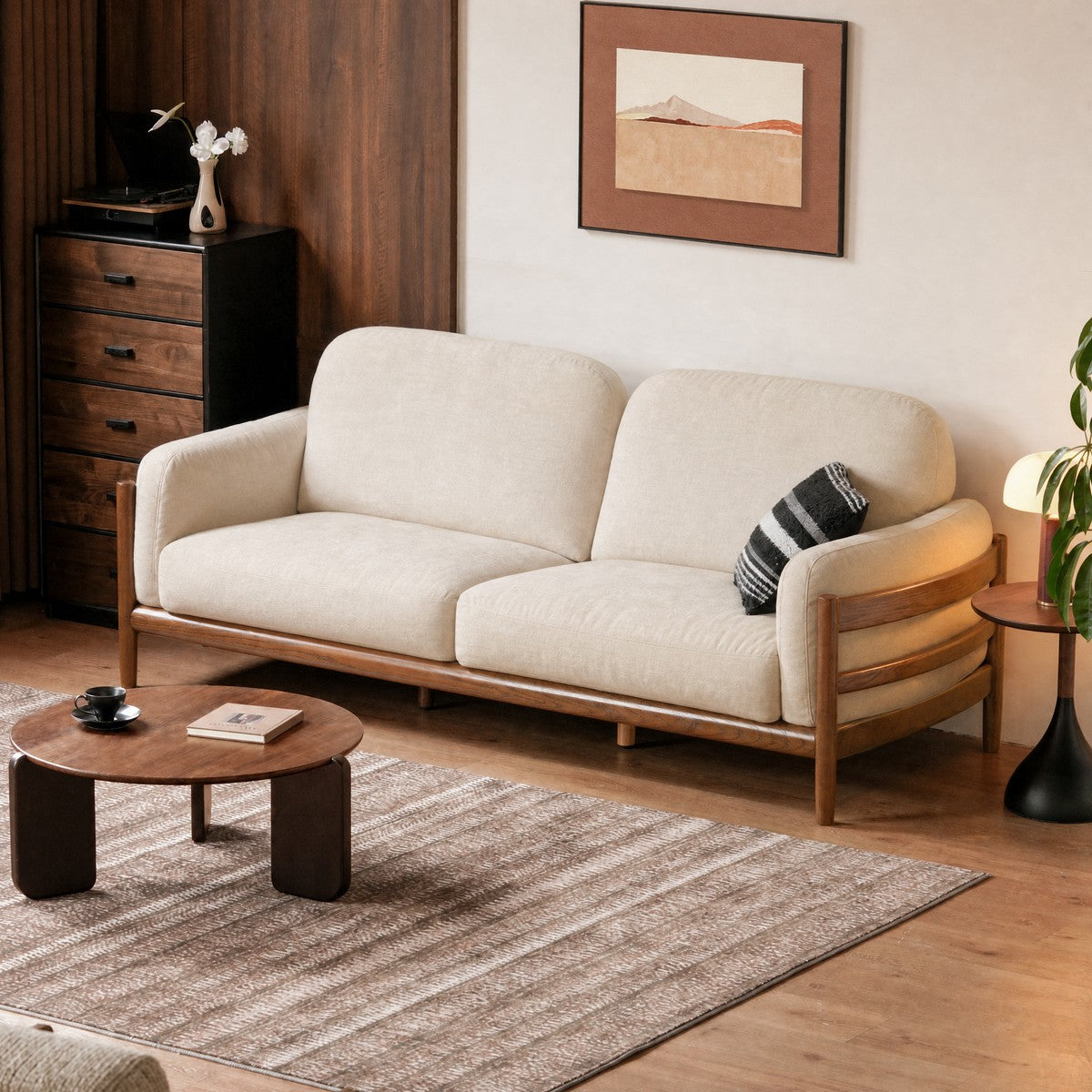 ベルリン レッドオーク ウォールナット色 3人掛けソファ 8
